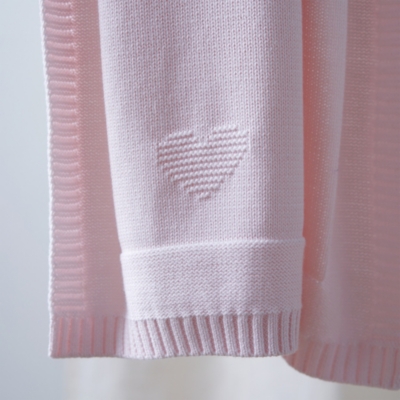 Knitted Pink Heart Blanket | Children's Home Sale | The White Company UK