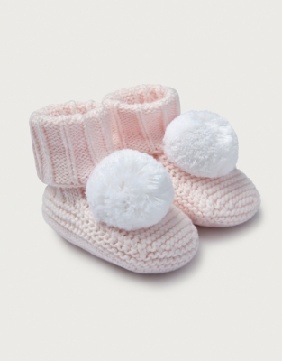 pom pom baby booties