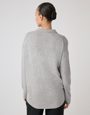 Knitted Shirt with Cashmere - Pale Grey Marl