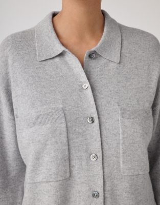 Knitted Shirt with Cashmere - Pale Gray Marl