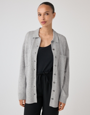 Knitted Shirt with Cashmere - Pale Grey Marl