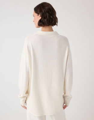 Knitted Shirt with Cashmere - Porcelain