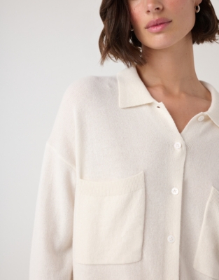 Knitted Shirt with Cashmere - Porcelain