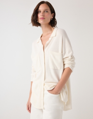 Knitted Shirt with Cashmere - Porcelain