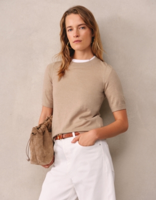 Knitted T-shirt with Recycled Cotton