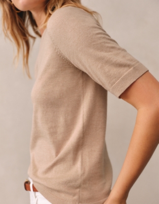 Knitted T-shirt with Recycled Cotton