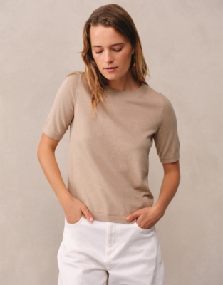 Knitted T-shirt with Recycled Cotton