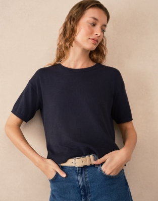 Knitted T-shirt with Recycled Cotton