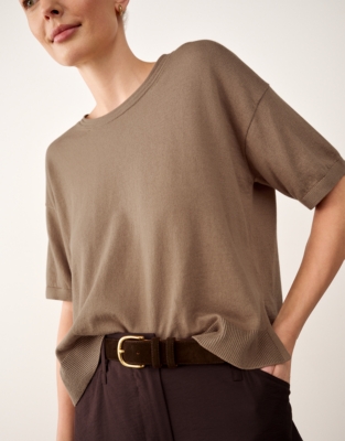 Knitted T-shirt with Recycled Cotton - Dusk