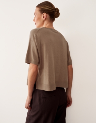 Knitted T-shirt with Recycled Cotton - Dusk