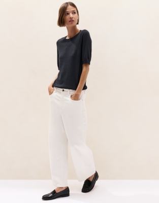 Knitted T-shirt with Recycled Cotton - Midnight