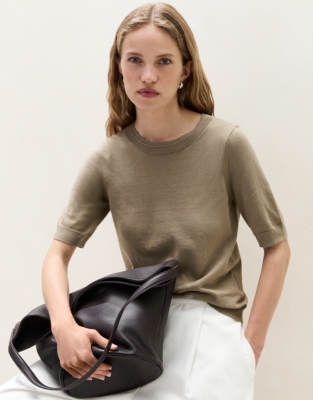 Knitted T-shirt with Recycled Cotton
