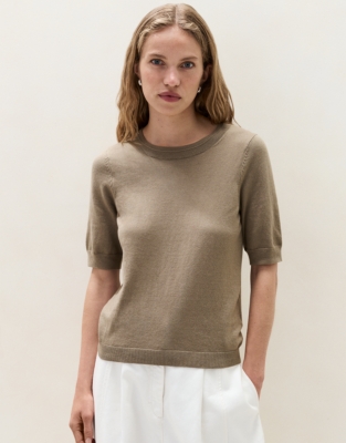 Knitted T-shirt with Recycled Cotton