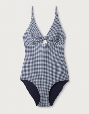 Knot-Front Gingham Swimsuit | Swimwear & Beachwear | The White Company UK