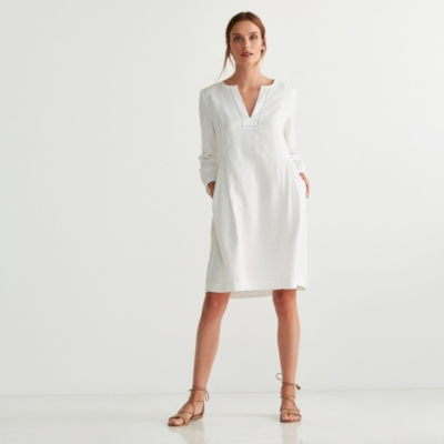 Linen Gathered Dress | Clothing Sale | The White Company UK