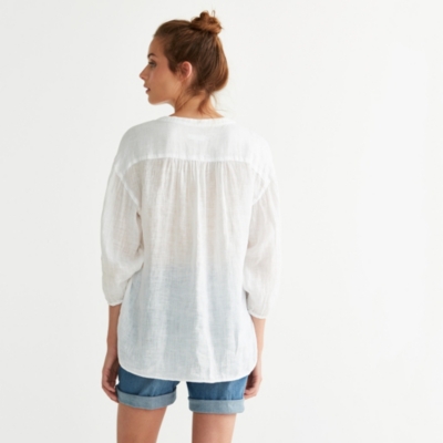 Linen Gauze Top | Tops & T-Shirts | The White Company UK