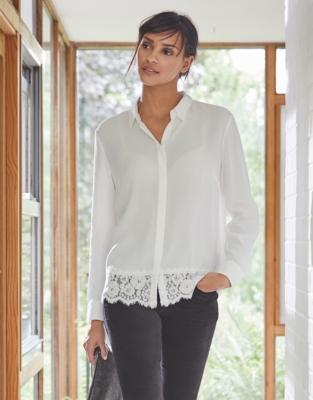 Lace hem clearance shirt