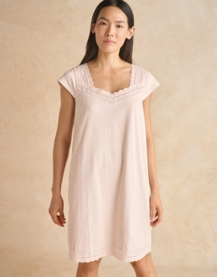 Lace Trim Cotton Jersey Nightie Nightwear & Robes Sale The White