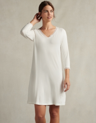 Lace Trim Jersey VNeck Nightgown Nightgowns The White Company US