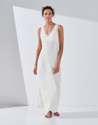 Lace Trim Long Nightgown Sleepwear Sale The White Company US