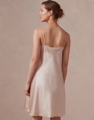 Lace Trim Silk Nightgown