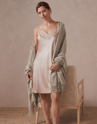 Lace Trim Silk Nightie