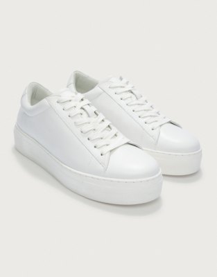 White leather clearance platform trainer