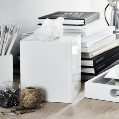 white lacquer tissue box