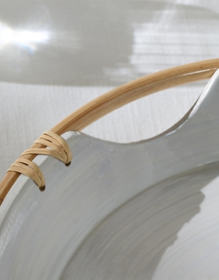 Lacquered Bamboo Round Serving Tray