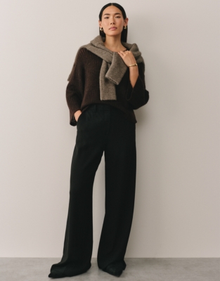 Ladderstitch Rib Jumper with Alpaca - Dark Chocolate