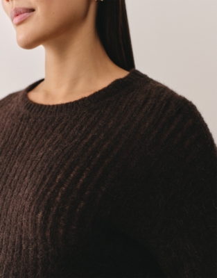 Ladderstitch Rib Jumper with Alpaca - Dark Chocolate
