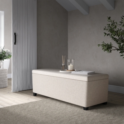 Langley Linen Blend Ottoman