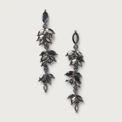 Large Cubic Zirconia Vintage Leaf Drop Earrings