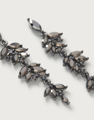 Large Cubic Zirconia Vintage Leaf Drop Earrings