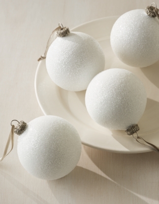 Large Glitter Snowball Baubles – Set of 4