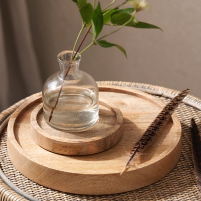 Large MangoWood Candle Plate Candle Holders The White Company UK