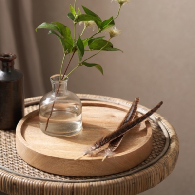 Large MangoWood Candle Plate Candle Holders The White Company UK