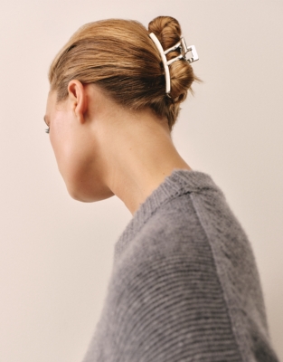 Large Metal Claw Hair Clip - Silver