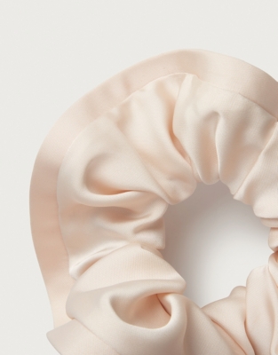 Large Satin Trim Scrunchie - Champagne