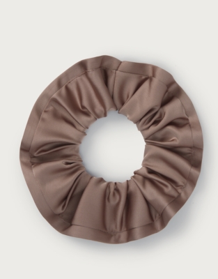 Large Satin Trim Scrunchie - Putty