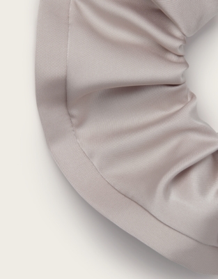 Large Satin Trim Scrunchie - Dusty Taupe