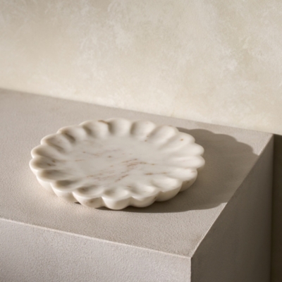 Hand Carved Marble Dish - Flower Design