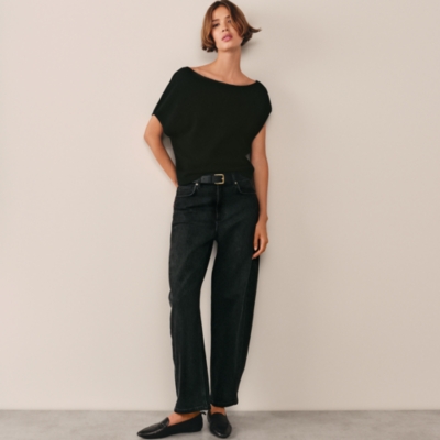 Layering Cashmere Asymmetric Knitted T-shirt