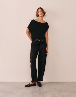 Layering Cashmere Asymmetric Knitted T-shirt