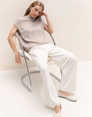 Layering Cashmere-Blend Sparkle High-Neck T-Shirt