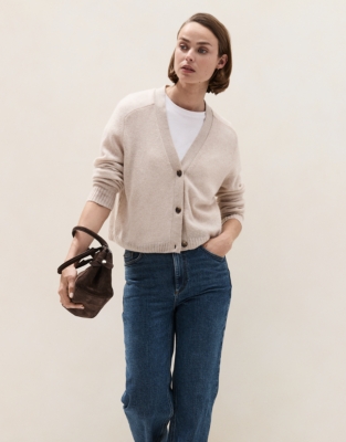 Layering Cashmere Cardigan - Natural Marl