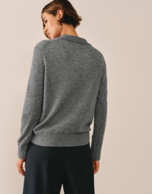 Layering Cashmere Collared Jumper - Grey Marl