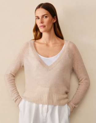 Layering Cashmere Deep V Neck Jumper