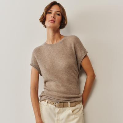 Layering Cashmere Extended Shoulder T-shirt