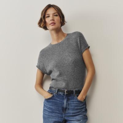 Layering Cashmere Extended Shoulder T-shirt